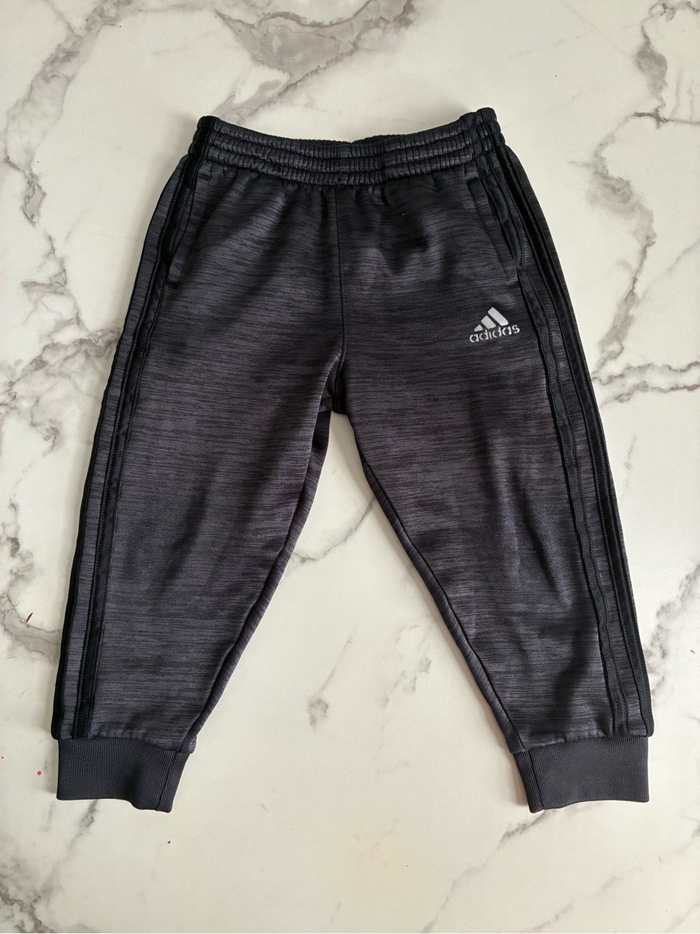 adidas Kids Black Heather Jogger Pants with Logo